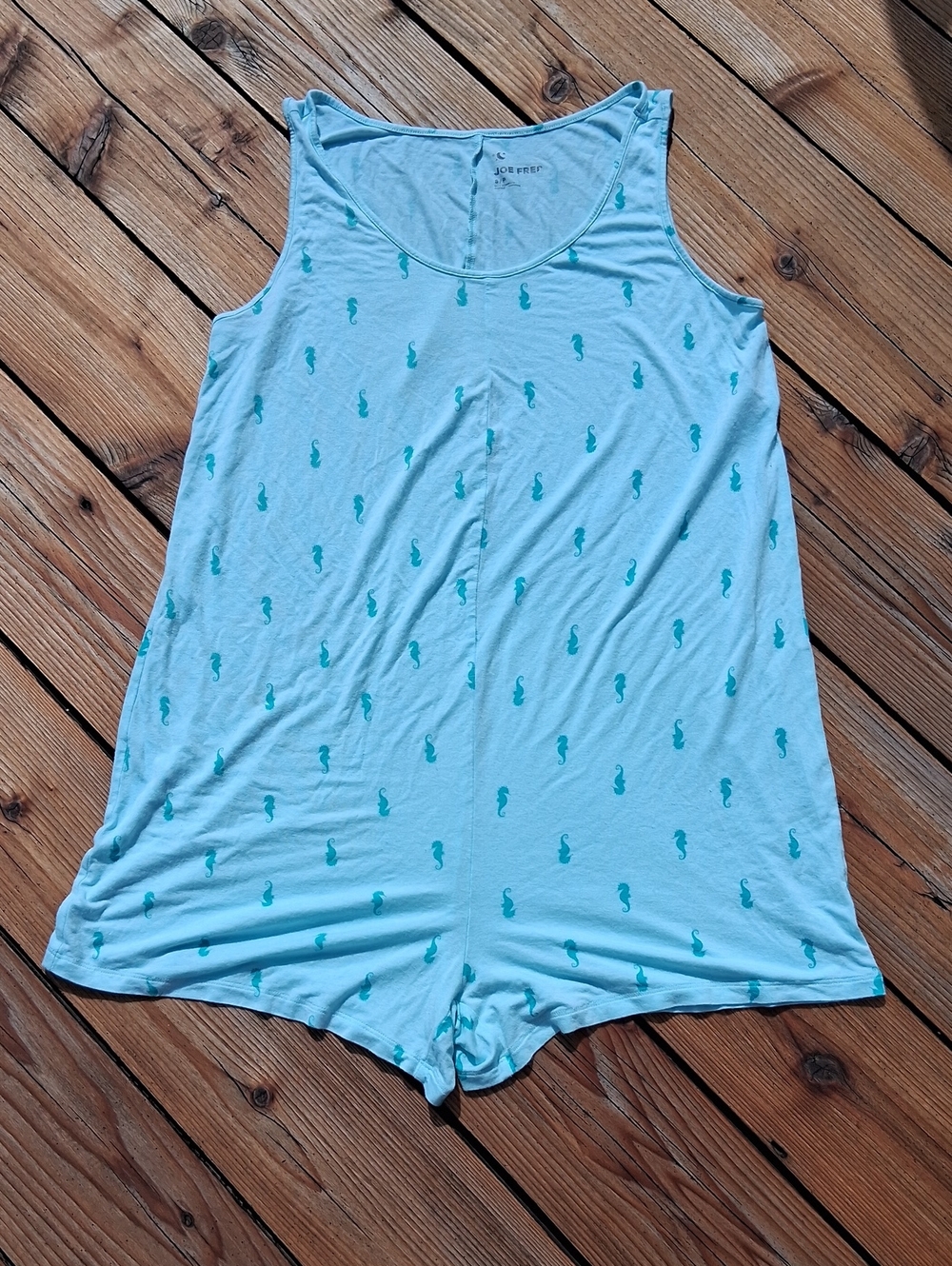 Joe Fresh Light Blue Seahorse-Print Sleeveless Sleep Romper - Picture 1 of 4